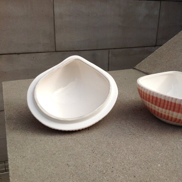 Fitz & Floyd Vanity Ceramic Box + Lid Peach Pink Mollusk Shell Coquille - Picture 11 of 16